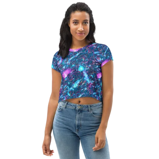 Celestial Circuitry on a Crop Tee