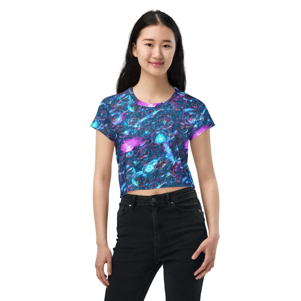 Celestial Circuitry on Crop Tee — Front