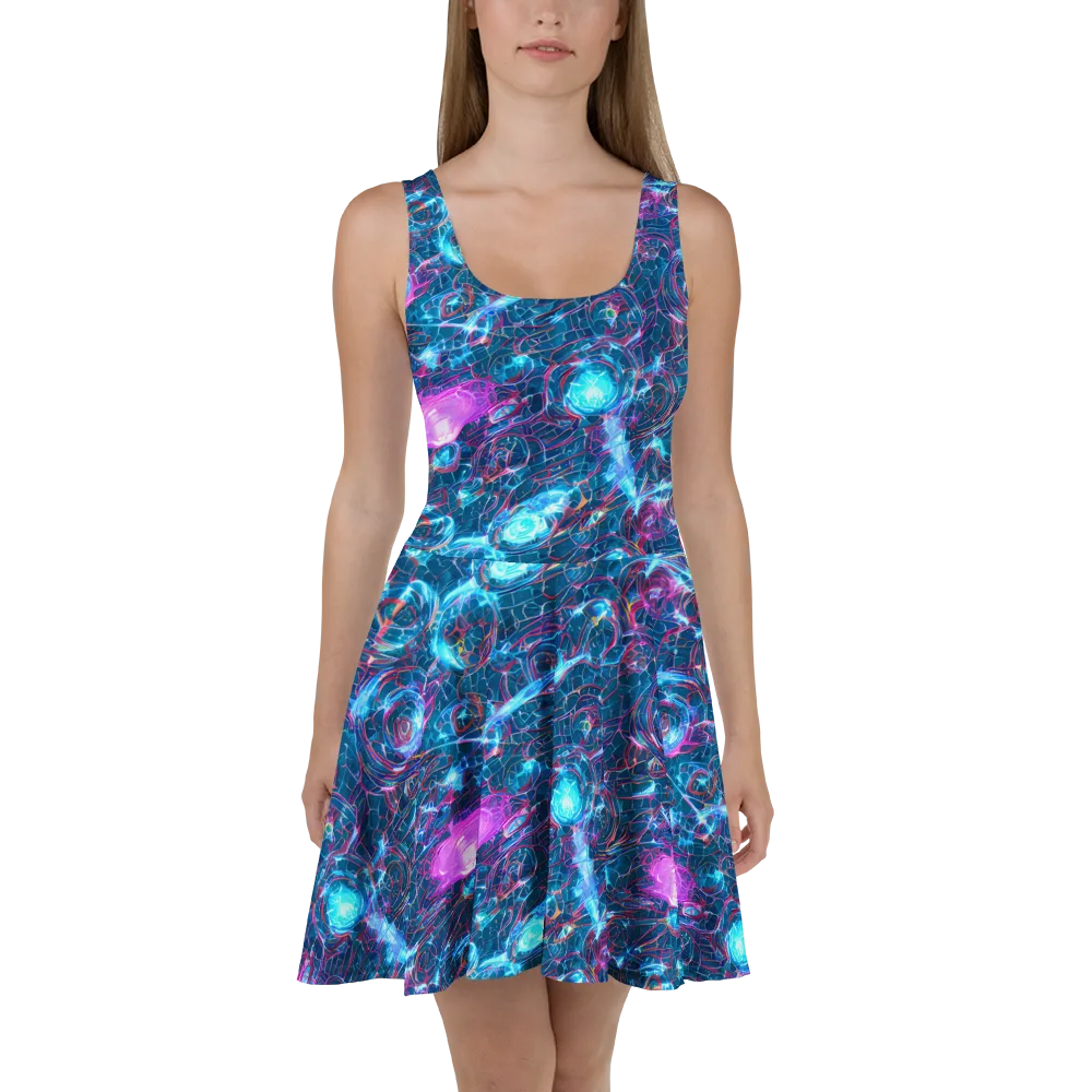 Celestial Circuitry on Skater Dress — Front