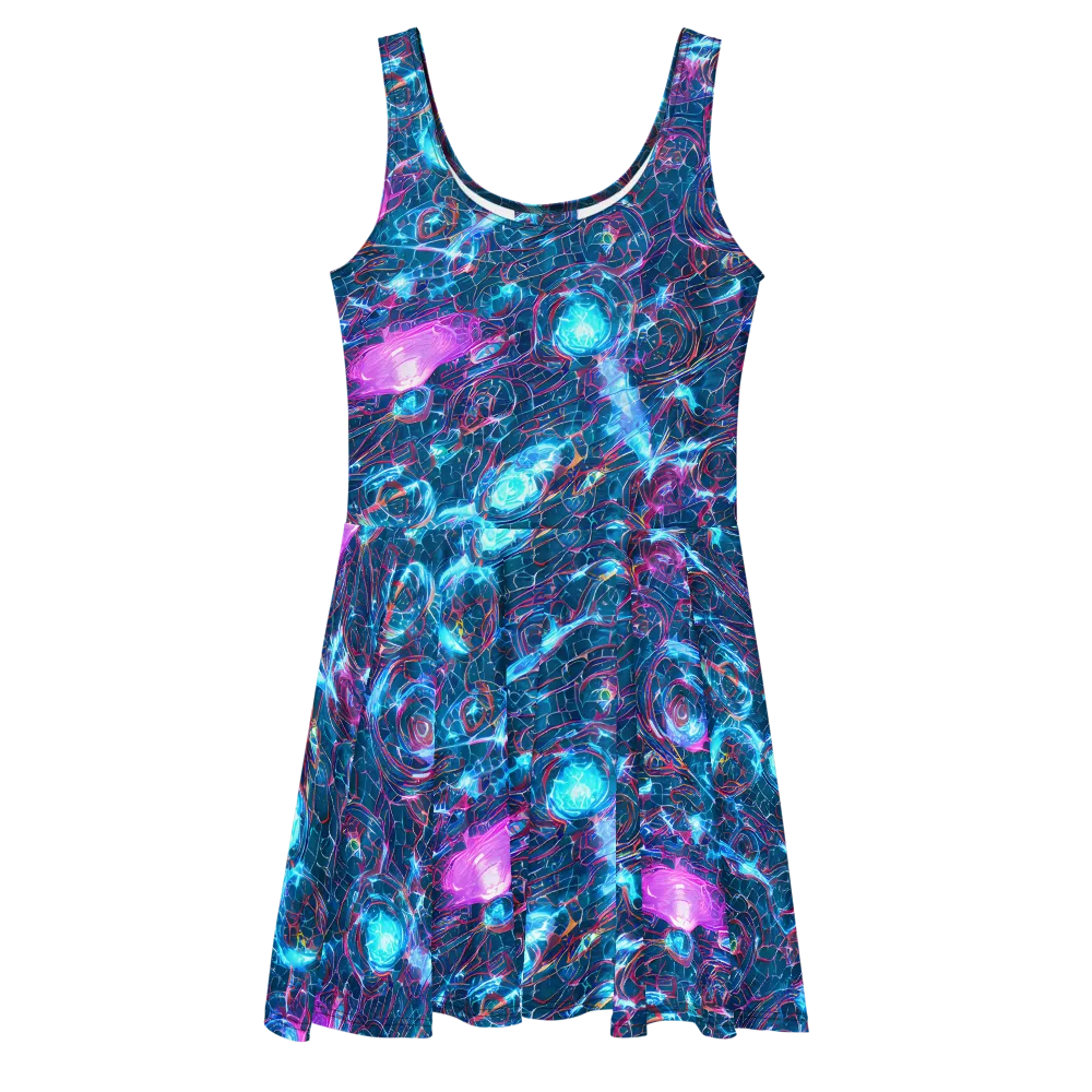 Celestial Circuitry on Skater Dress — Front