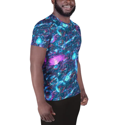 Celestial Circuitry on a Men's Athletic T-Shirt