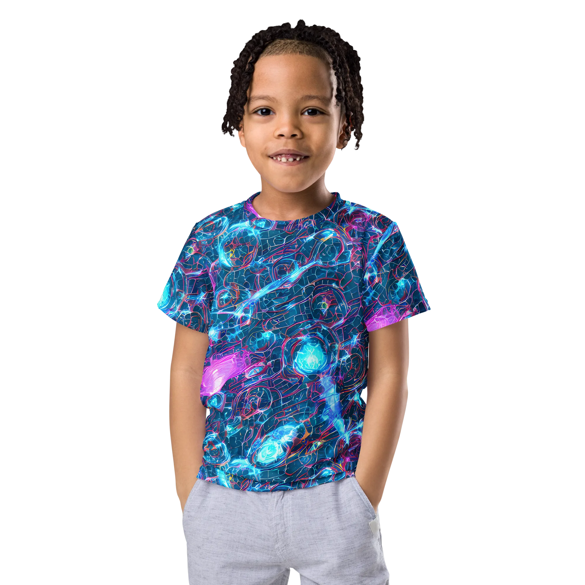 Celestial Circuitry on Kids Crew Neck T-Shirt — Front