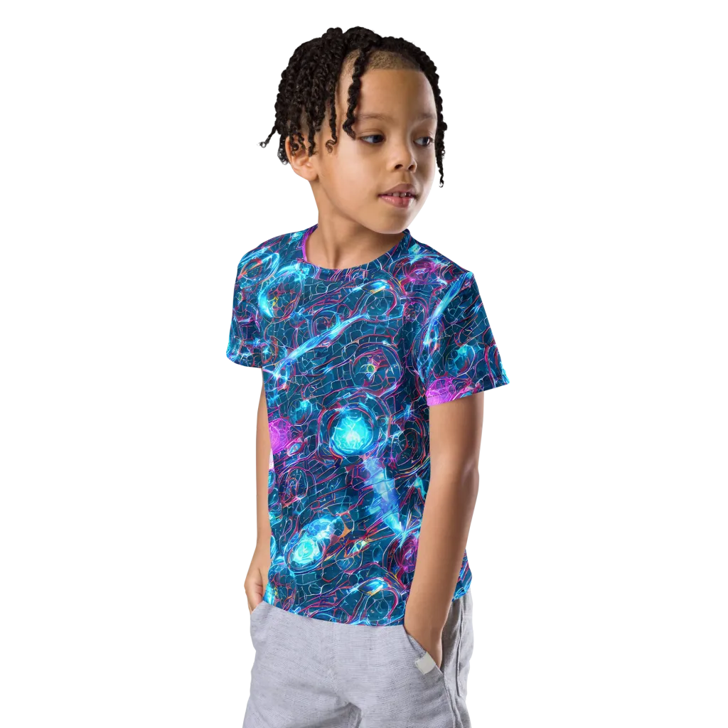Celestial Circuitry on Kids Crew Neck T-Shirt — Left Front