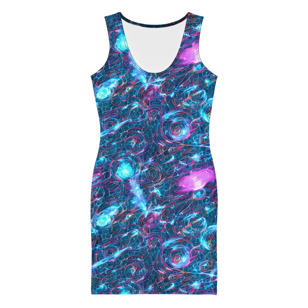 Celestial Circuitry on Bodycon Dress — Front