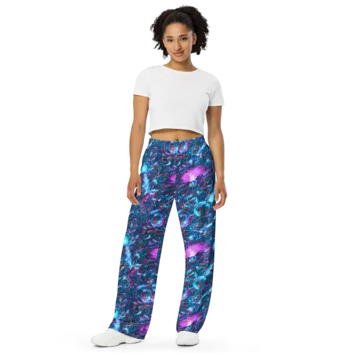 Celestial Circuitry on a Wide-Leg Pants