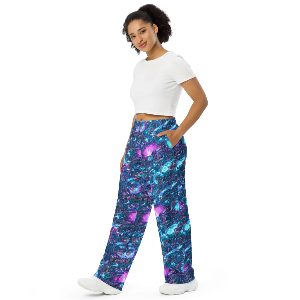 Celestial Circuitry on Wide-Leg Pants — Left Front