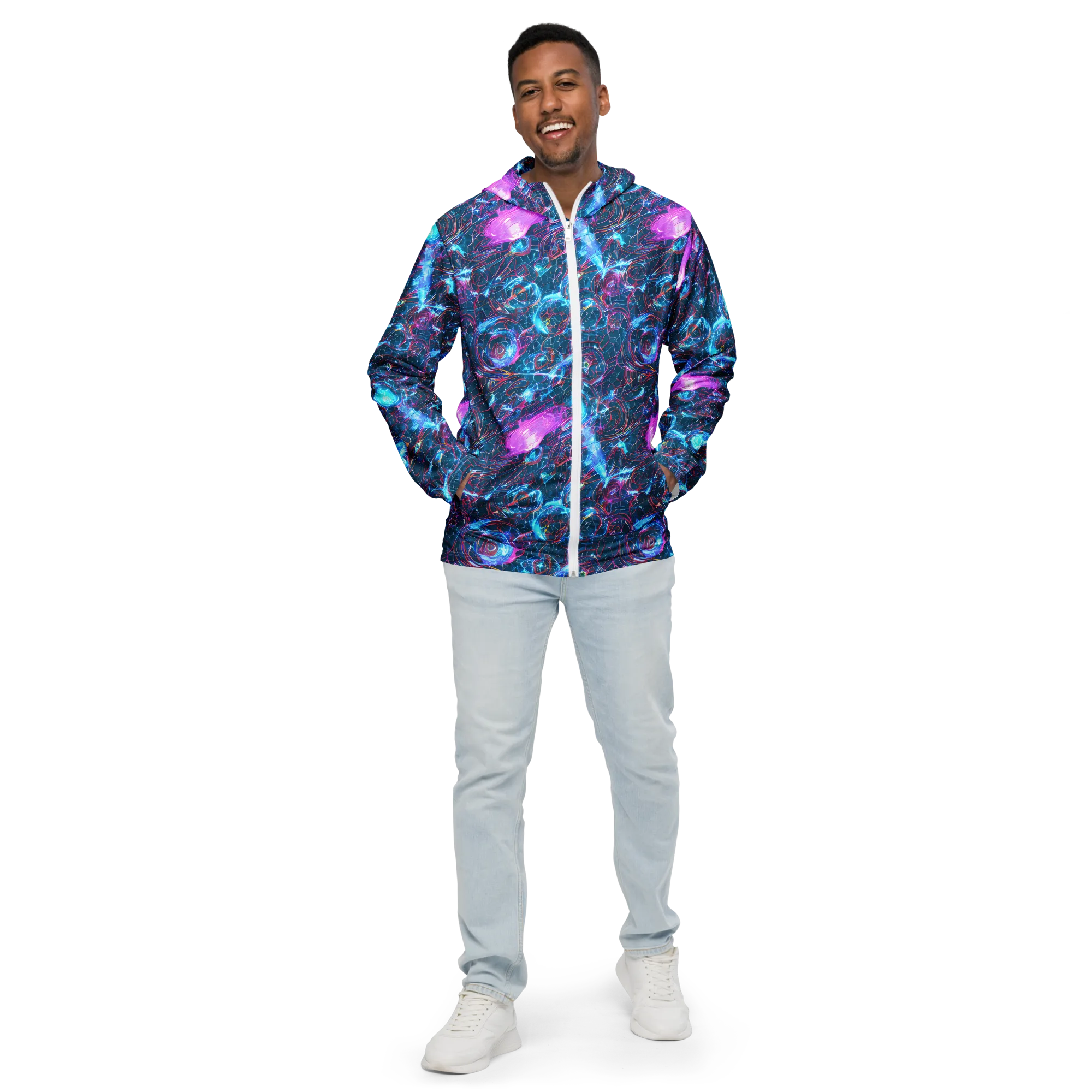 Celestial Circuitry on Men's Windbreaker — Front