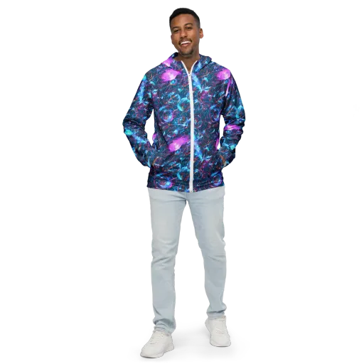 Celestial Circuitry on a Men's Windbreaker