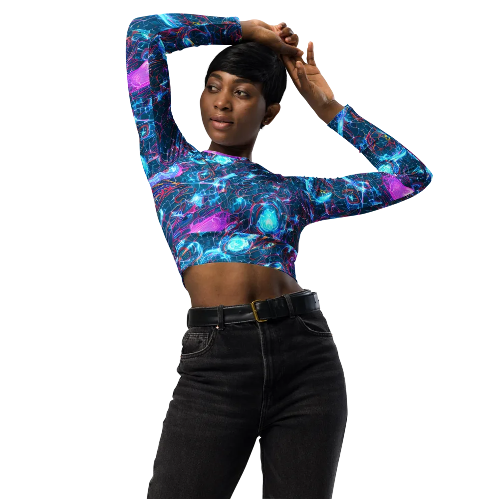 Celestial Circuitry on Long Sleeve Crop Top — Front