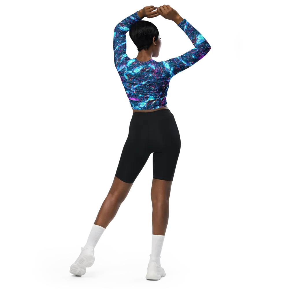 Celestial Circuitry on Long Sleeve Crop Top — Back
