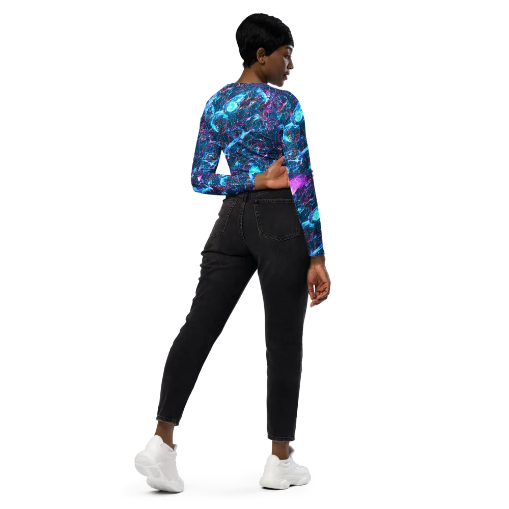 Celestial Circuitry on Long Sleeve Crop Top — Right Back