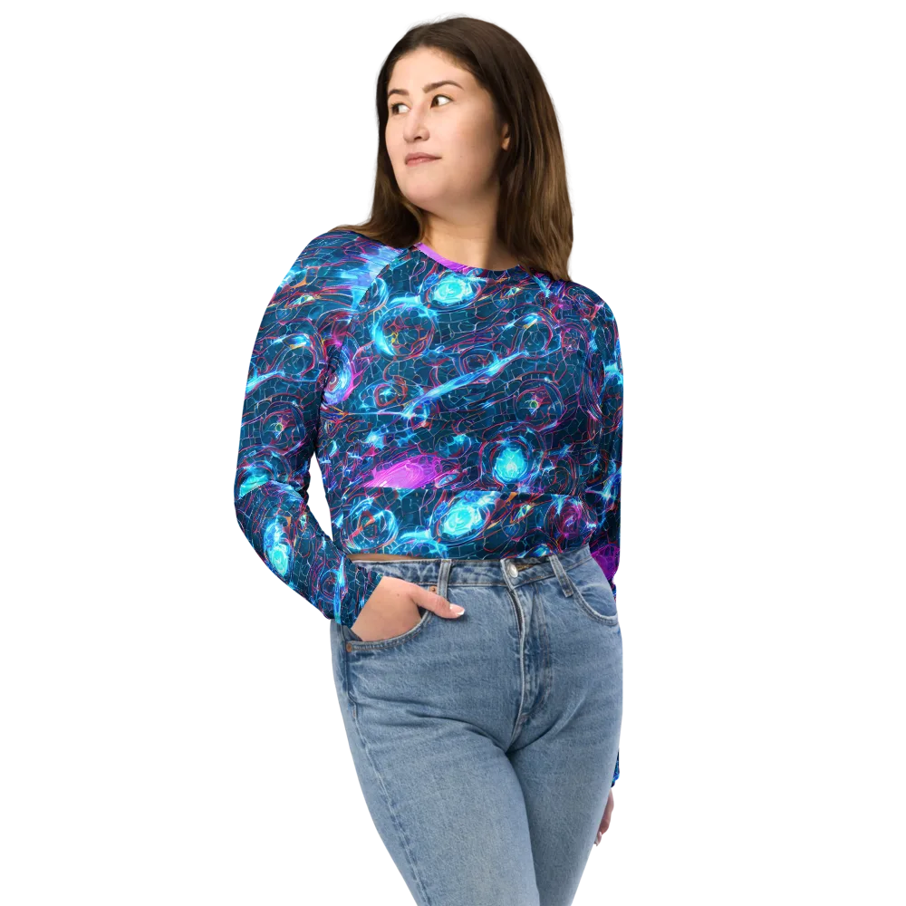 Celestial Circuitry on Long Sleeve Crop Top — Front