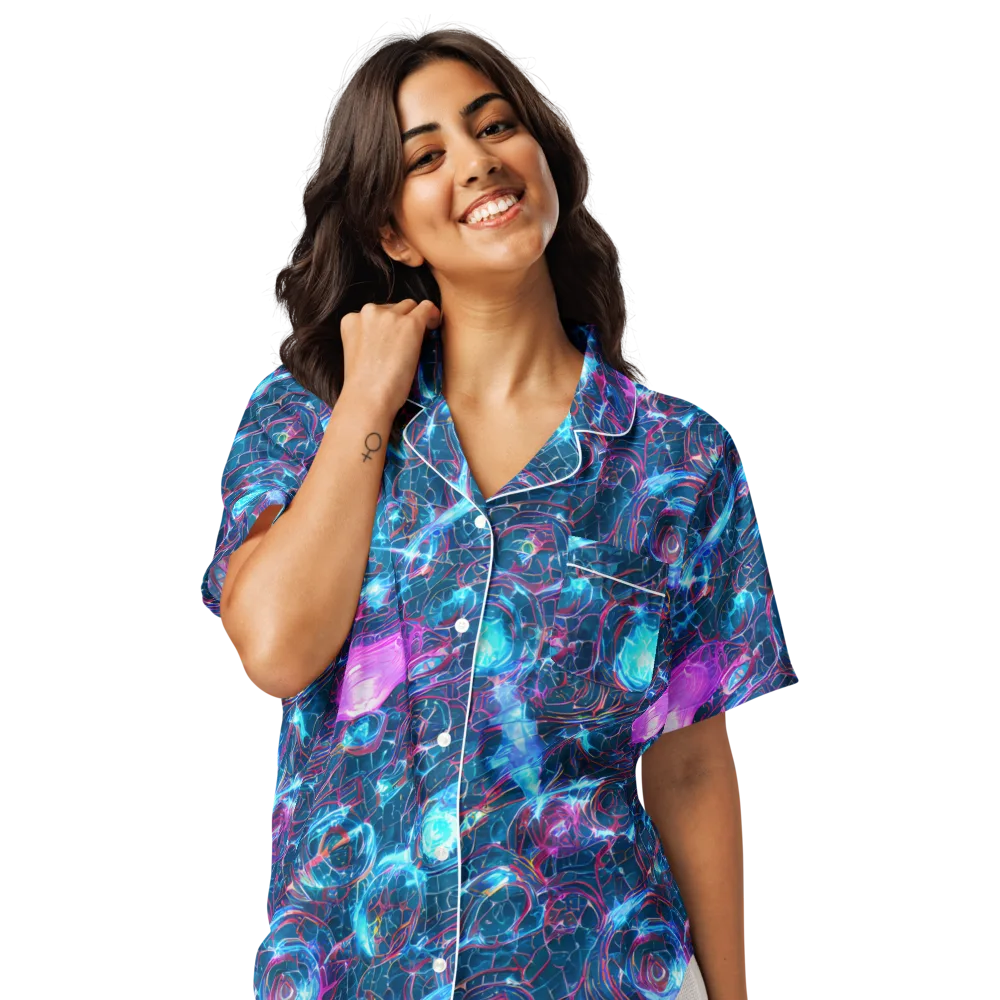 Celestial Circuitry on Women's Short Sleeve Pajama Top — Front