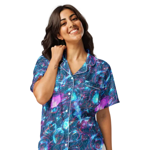 Celestial Circuitry on a Women's Short Sleeve Pajama Top