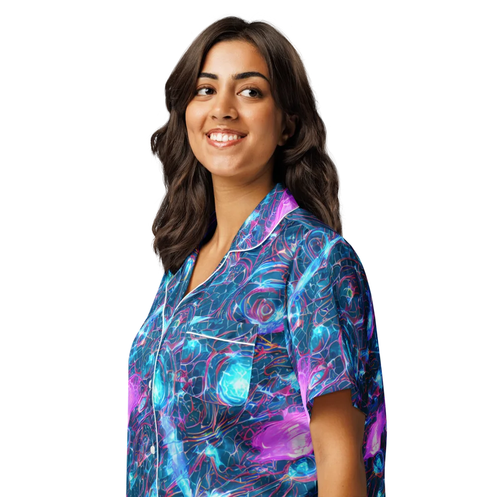 Celestial Circuitry on Women's Short Sleeve Pajama Top — Left Front