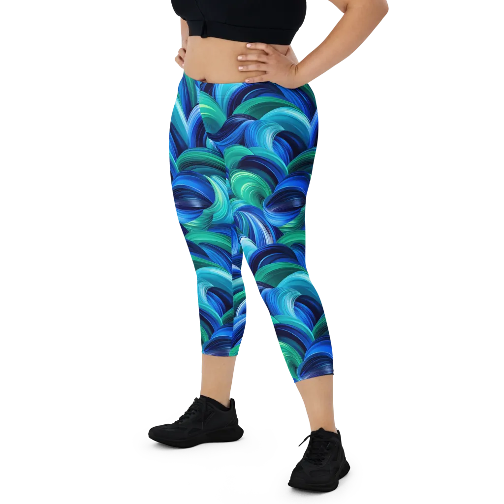 Emerald Surge on Capri Leggings — Front
