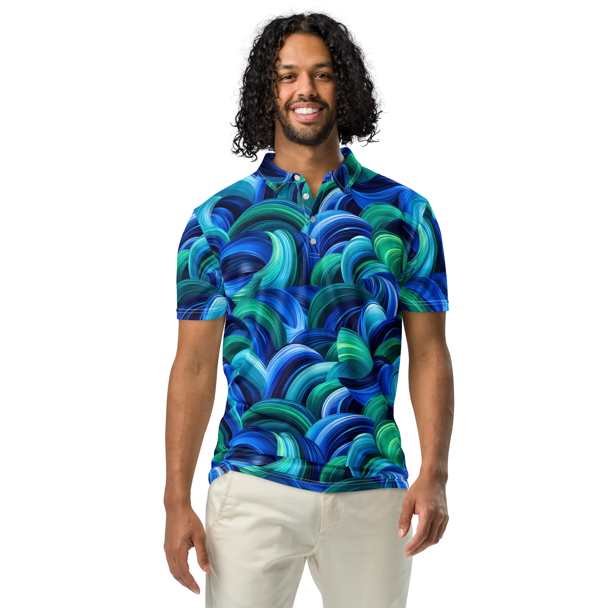Emerald Surge on Men's Slim Fit Polo Shirt — Front