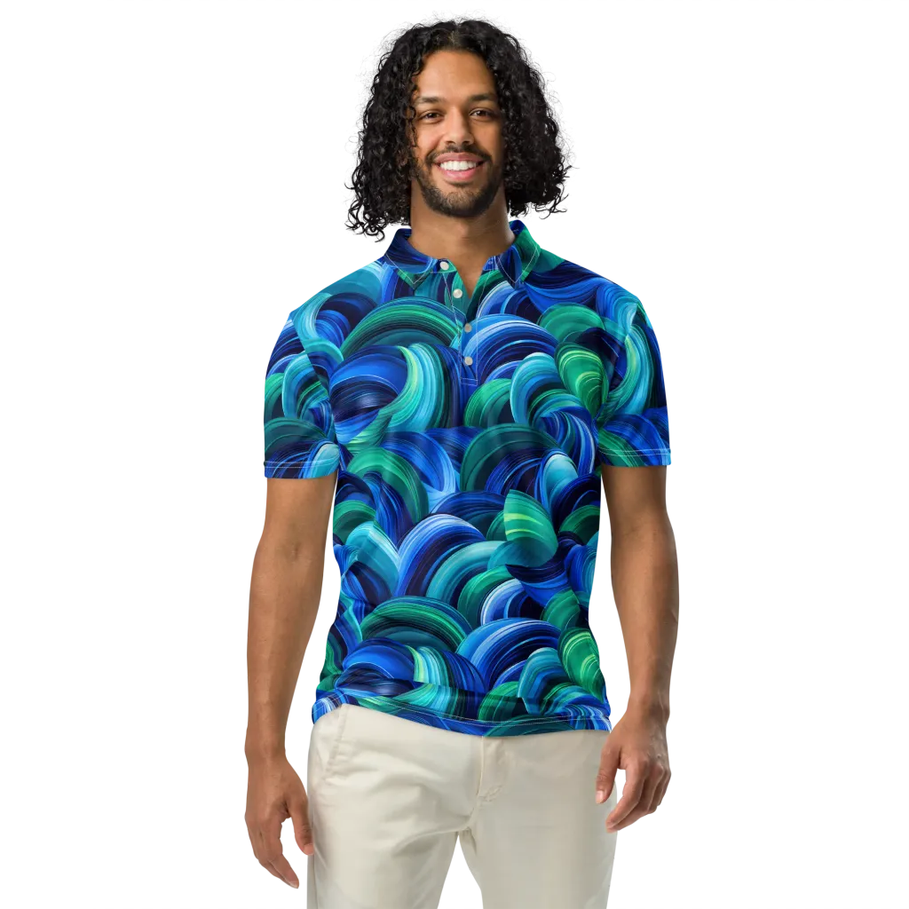 Emerald Surge on Men's Slim Fit Polo Shirt — Front