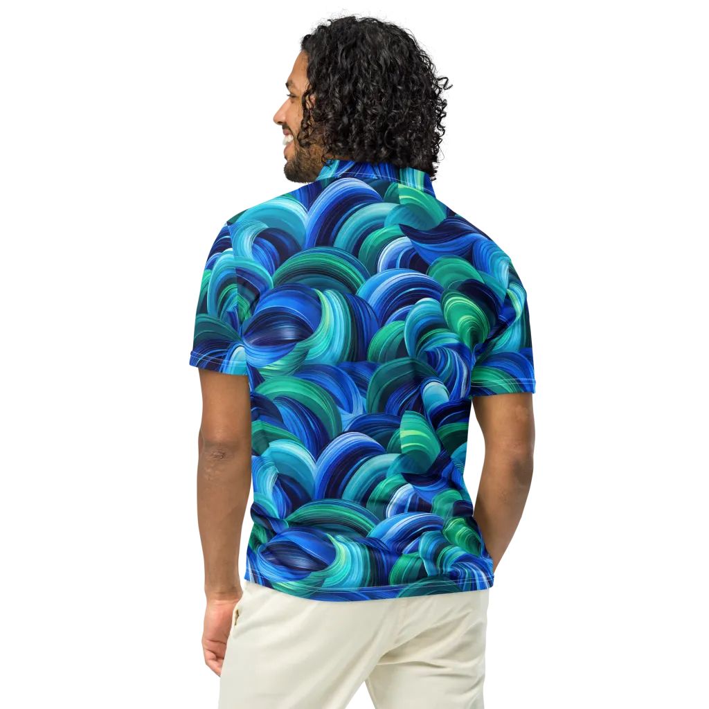 Emerald Surge on Men's Slim Fit Polo Shirt — Back