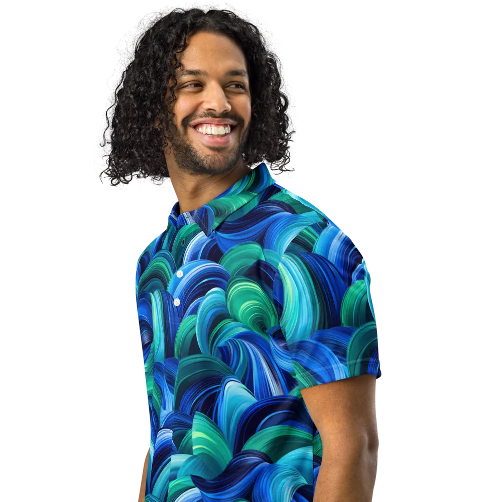 Emerald Surge on Men's Slim Fit Polo Shirt — Left Front