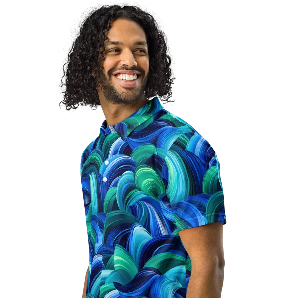 Emerald Surge on Men's Slim Fit Polo Shirt — Left Front