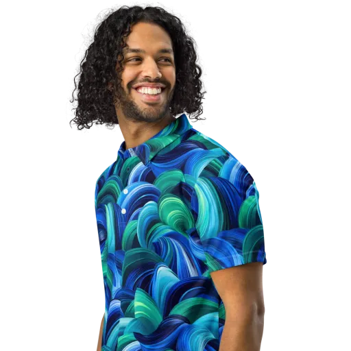 Emerald Surge on a Men's Slim Fit Polo Shirt