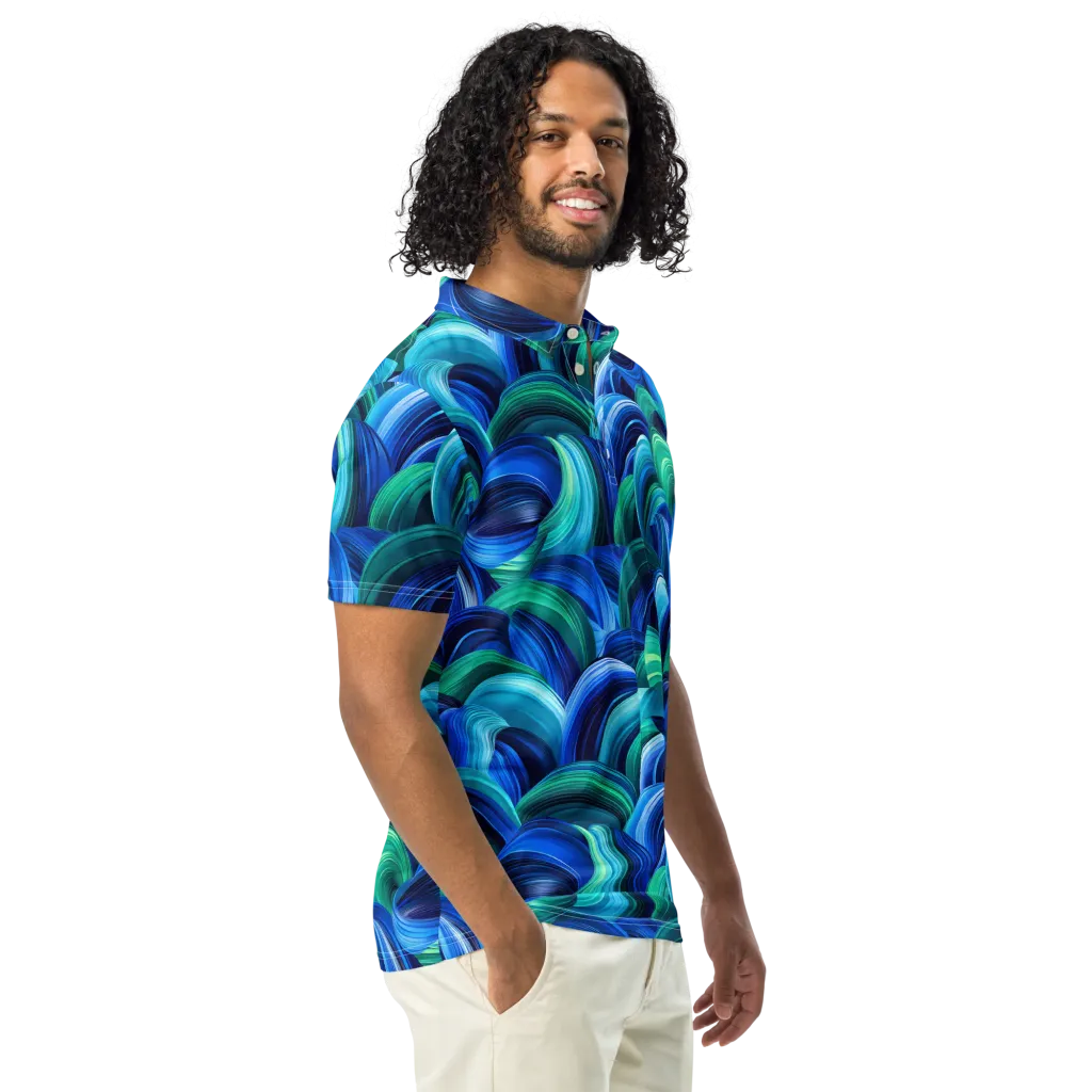 Emerald Surge on Men's Slim Fit Polo Shirt — Right Front