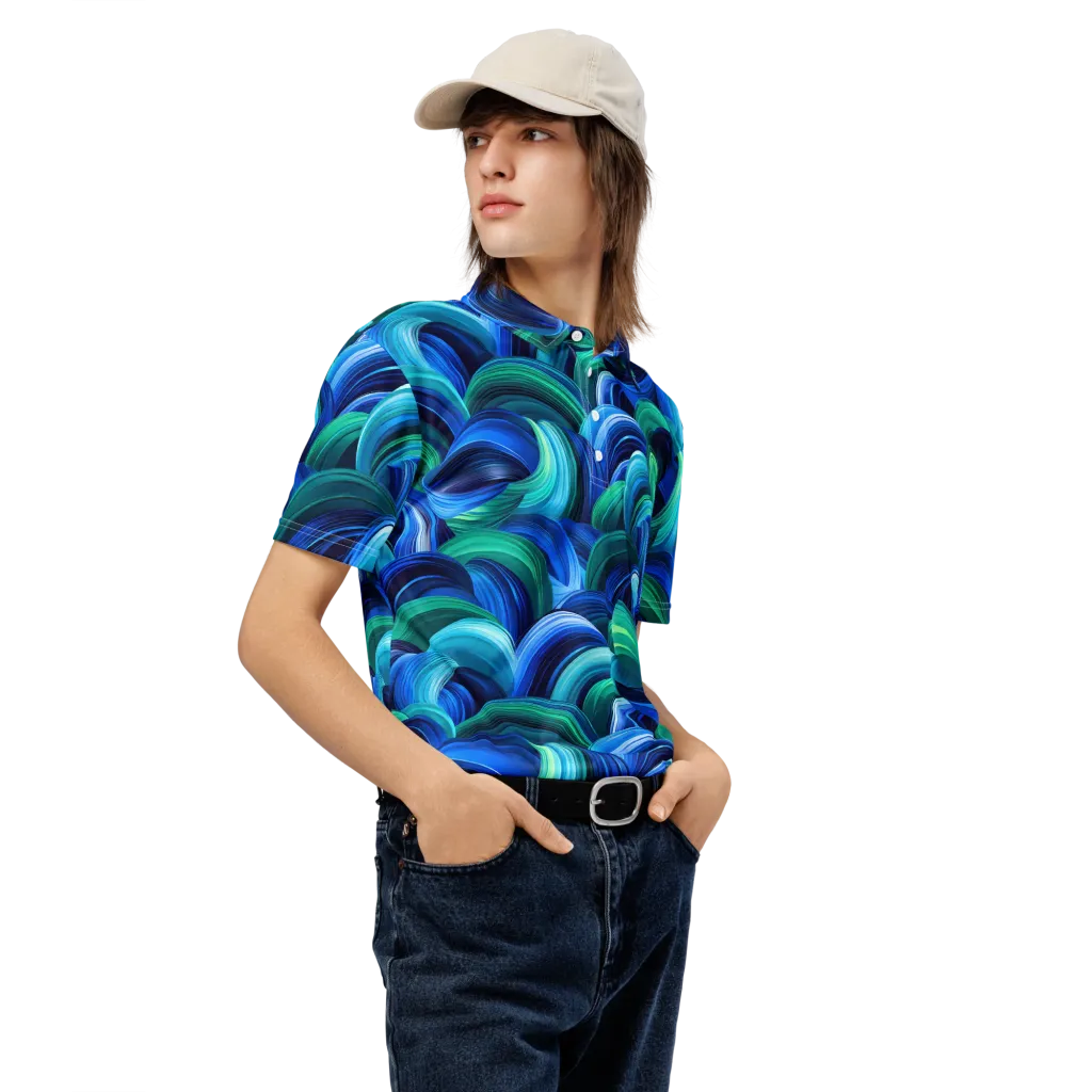 Emerald Surge on Men's Slim Fit Polo Shirt — Right Front
