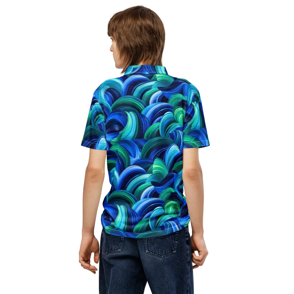 Emerald Surge on Men's Slim Fit Polo Shirt — Back