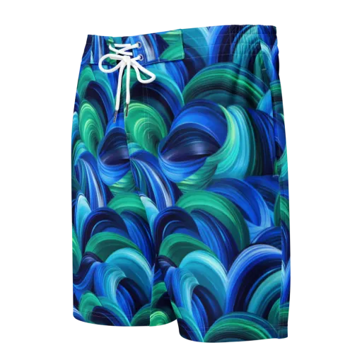 Emerald Surge on a Men's Board Shorts
