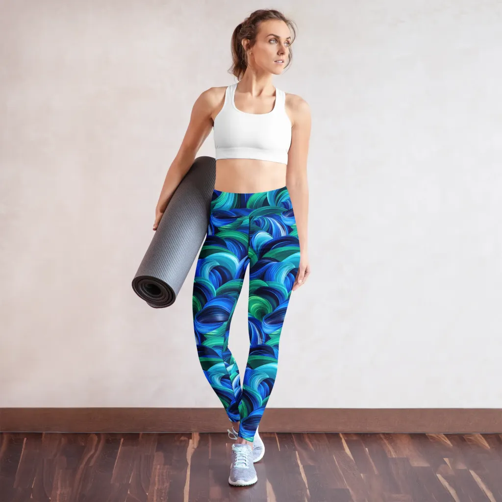 Emerald Surge on Yoga Leggings — Front