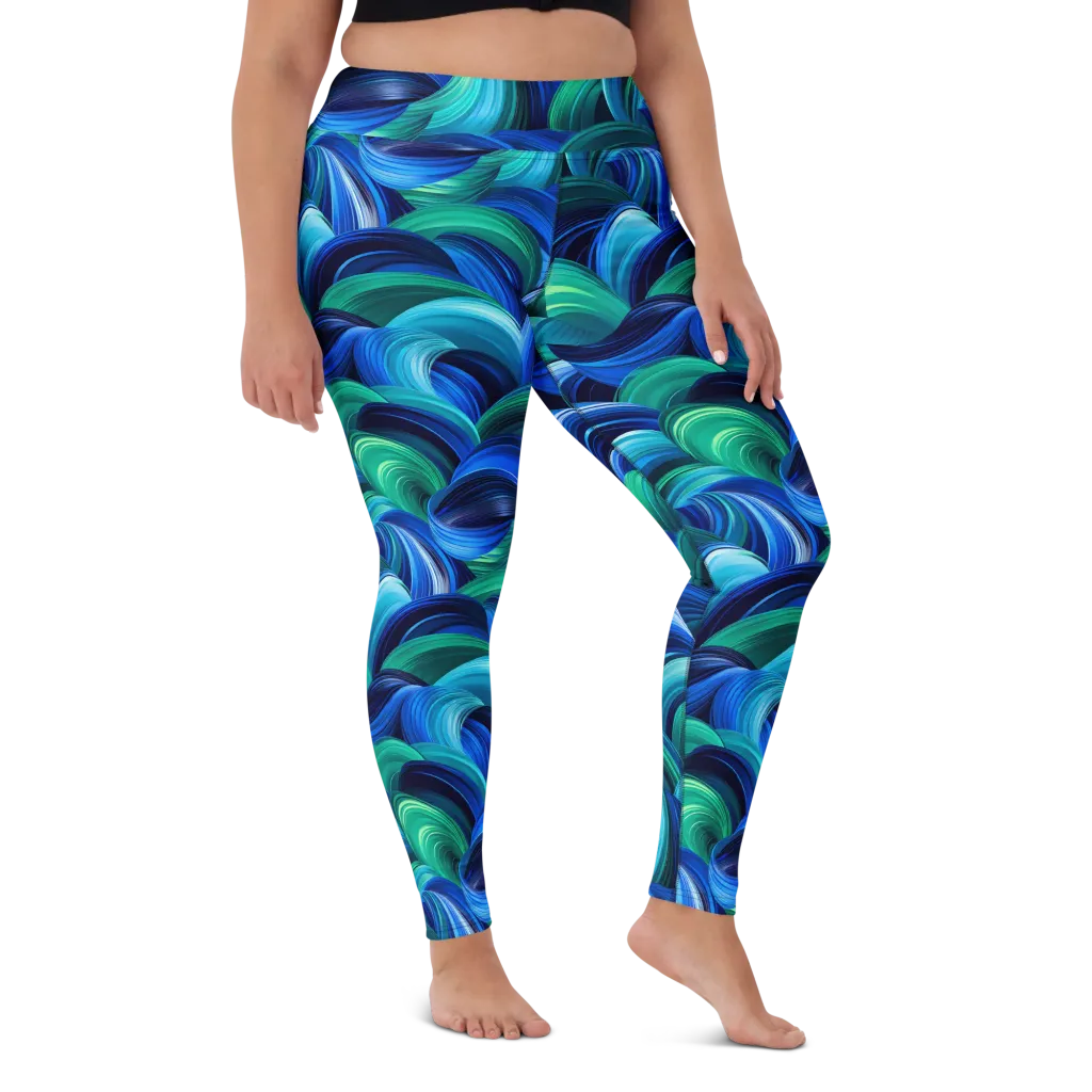 Emerald Surge on Yoga Leggings — Front