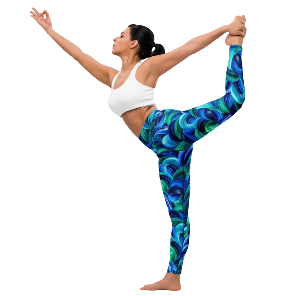 Emerald Surge on Yoga Leggings — Left