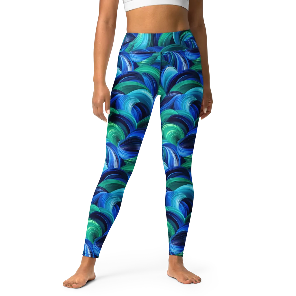 Emerald Surge on Yoga Leggings — Front