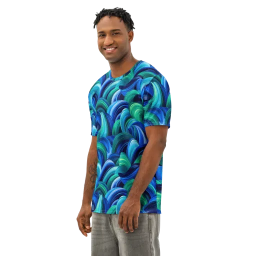 Emerald Surge on a Men's Cotton Crew Neck T-Shirt