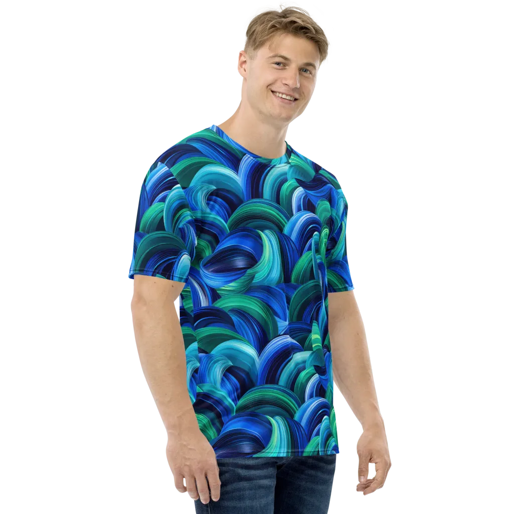 Emerald Surge on Men's Crew Neck T-Shirt — Right
