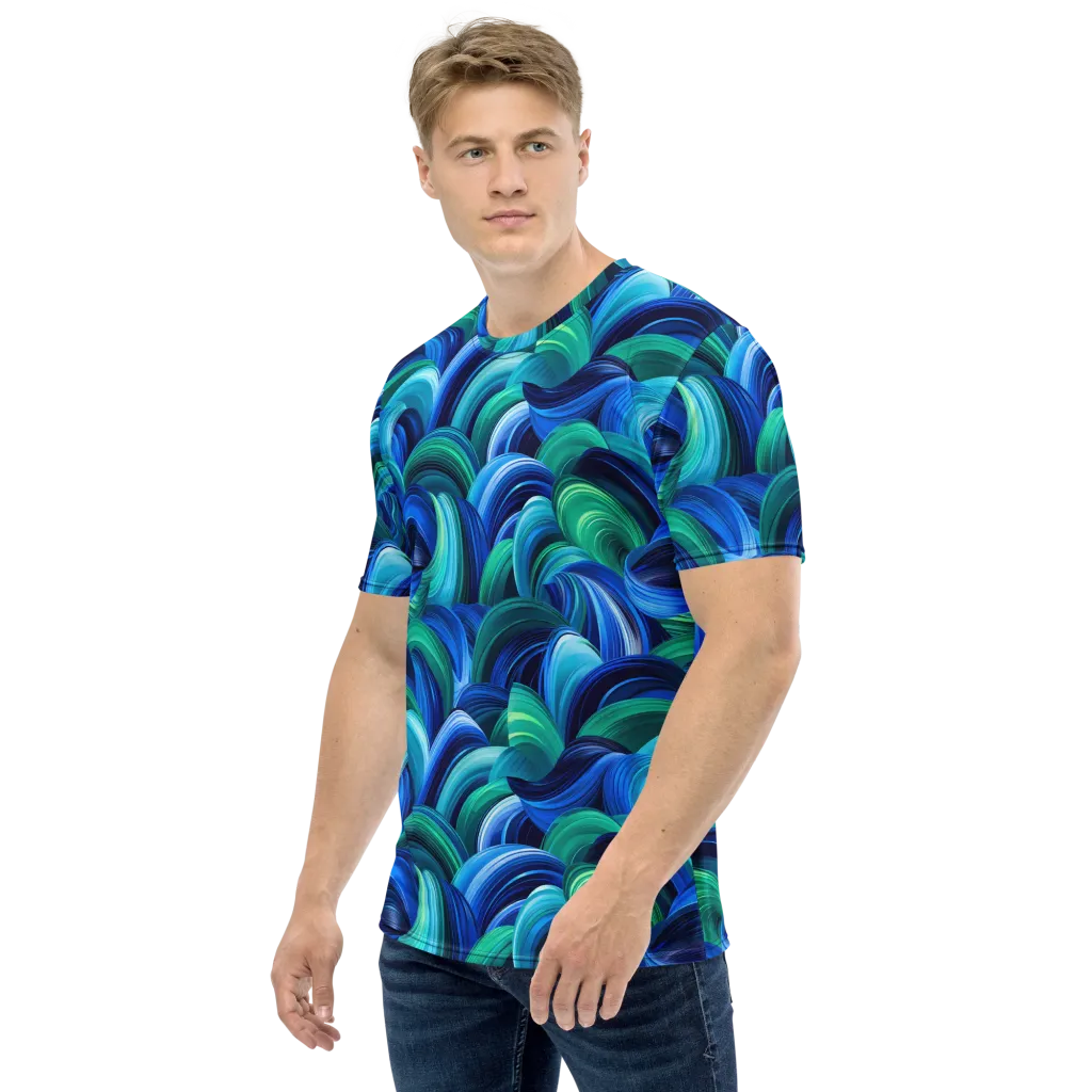 Emerald Surge on Men's Crew Neck T-Shirt — Left
