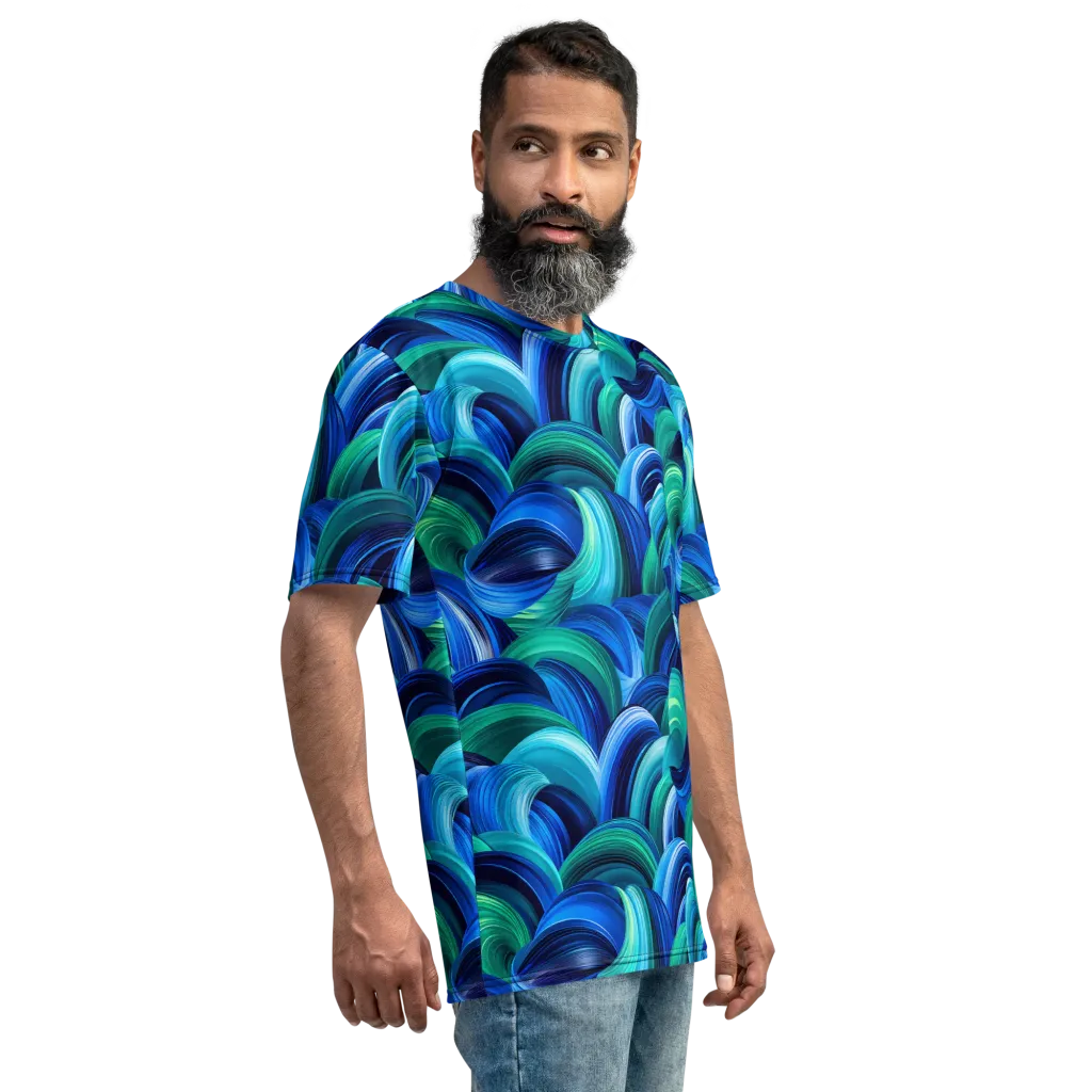 Emerald Surge on Men's Crew Neck T-Shirt — Right