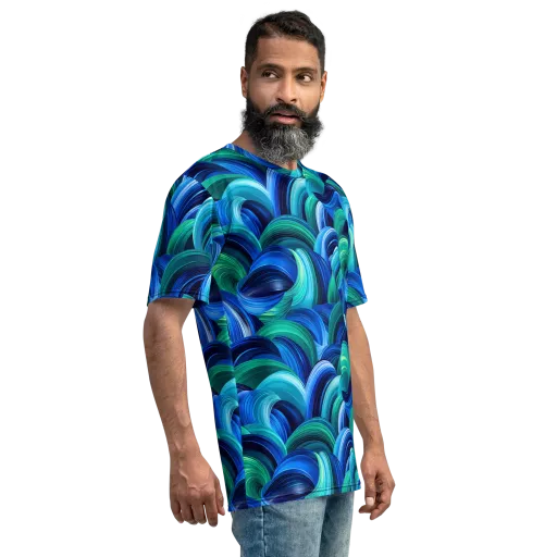 Emerald Surge on a Men's Crew Neck T-Shirt