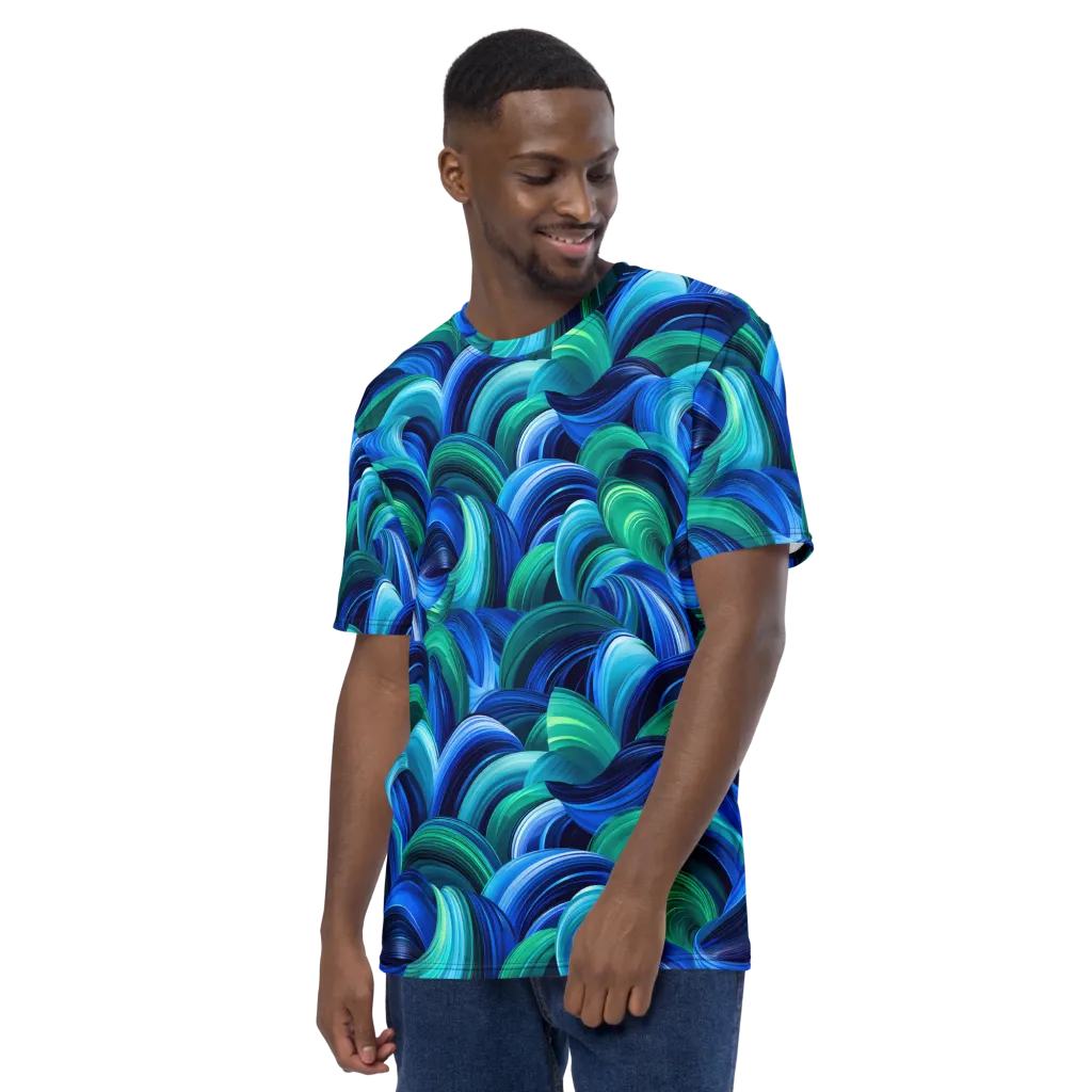 Emerald Surge on Men's Crew Neck T-Shirt — Left