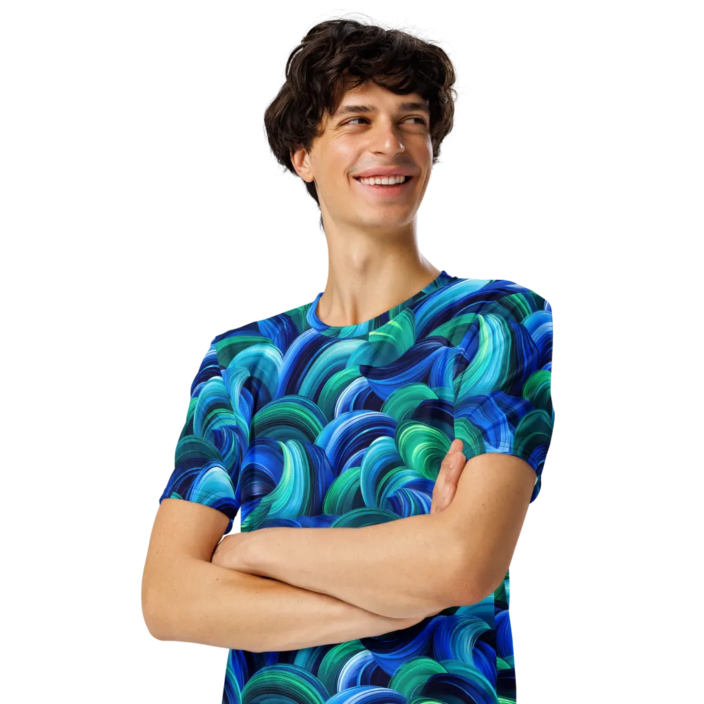 Emerald Surge on Men's Crew Neck T-Shirt — Left Front