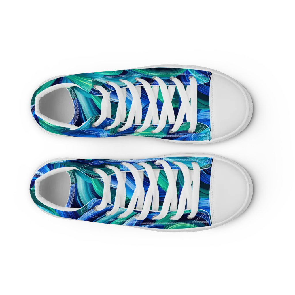 Emerald Surge on Men's High Top Canvas Shoes — Front