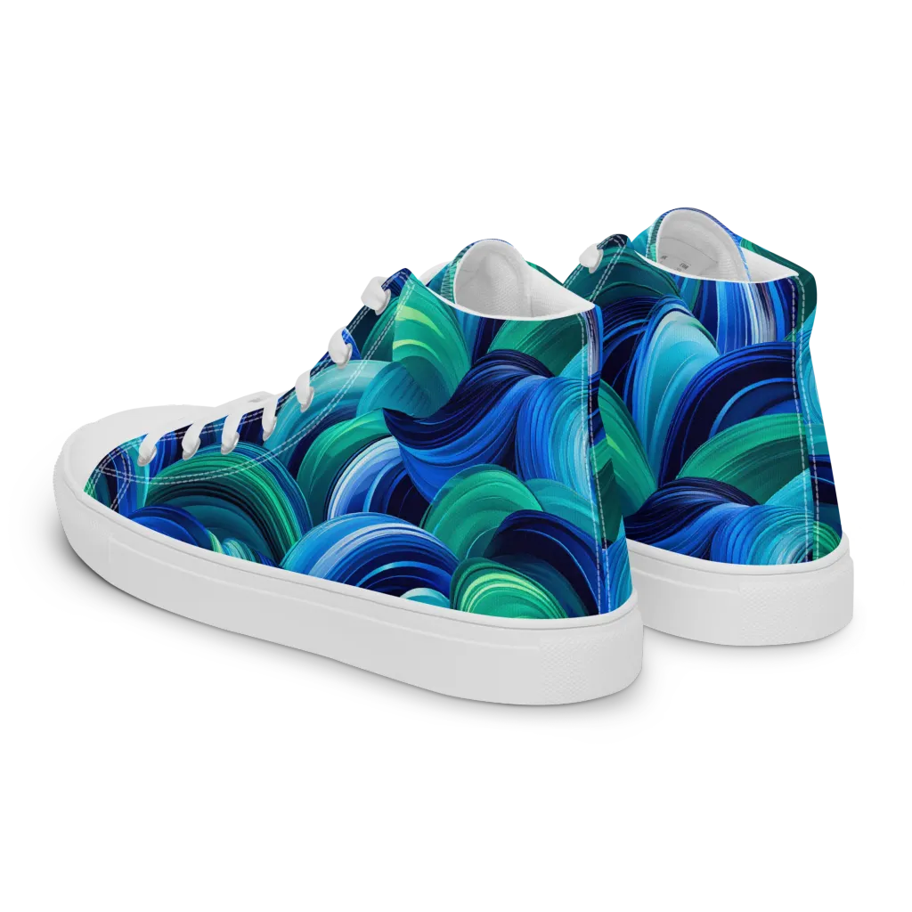 Emerald Surge on Men's High Top Canvas Shoes — Left Back
