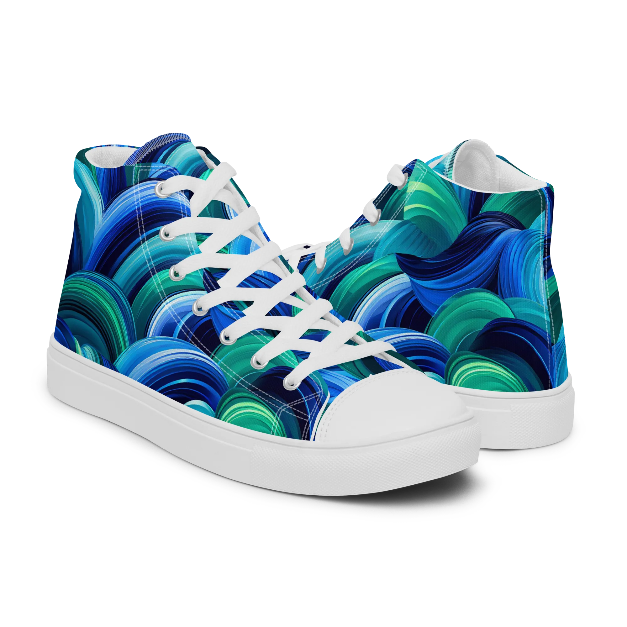 Emerald Surge on Men's High Top Canvas Shoes — Right