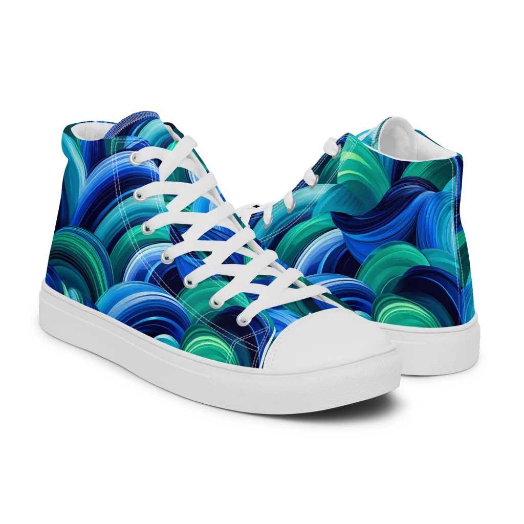 Emerald Surge on Men's High Top Canvas Shoes — Right