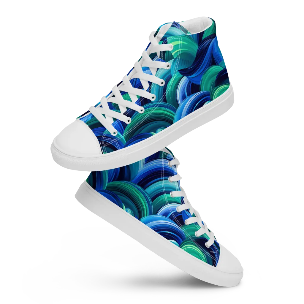 Emerald Surge on Men's High Top Canvas Shoes — Front
