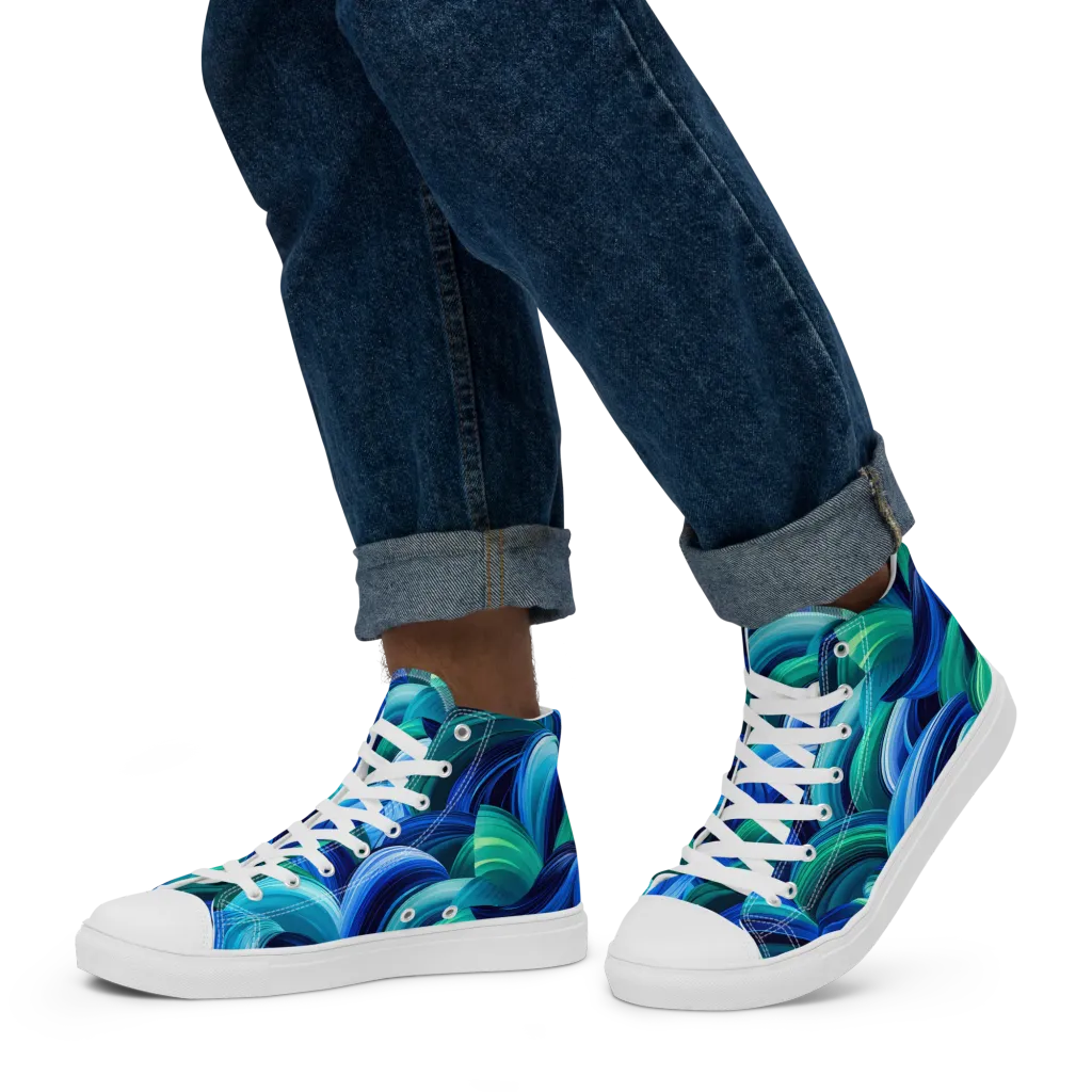 Emerald Surge on Men's High Top Canvas Shoes — Left