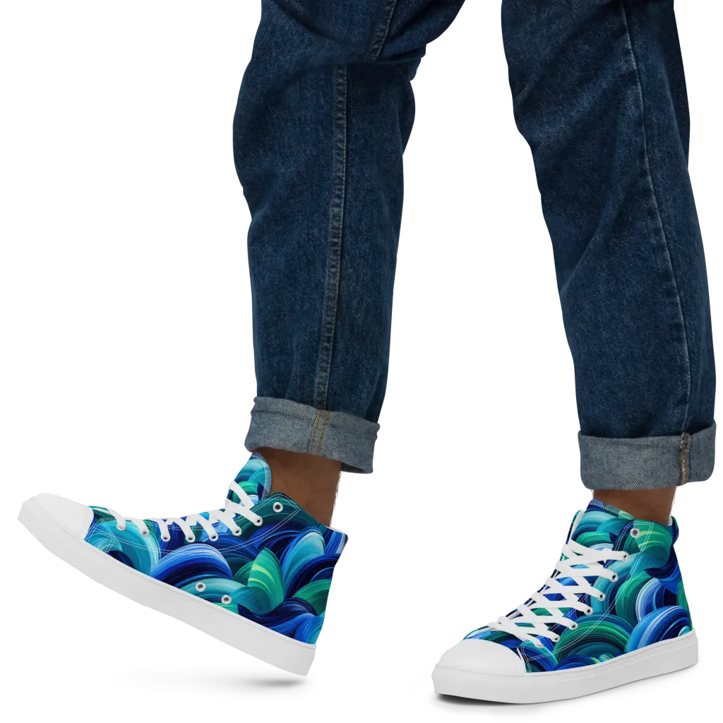 Emerald Surge on Men's High Top Canvas Shoes — Left