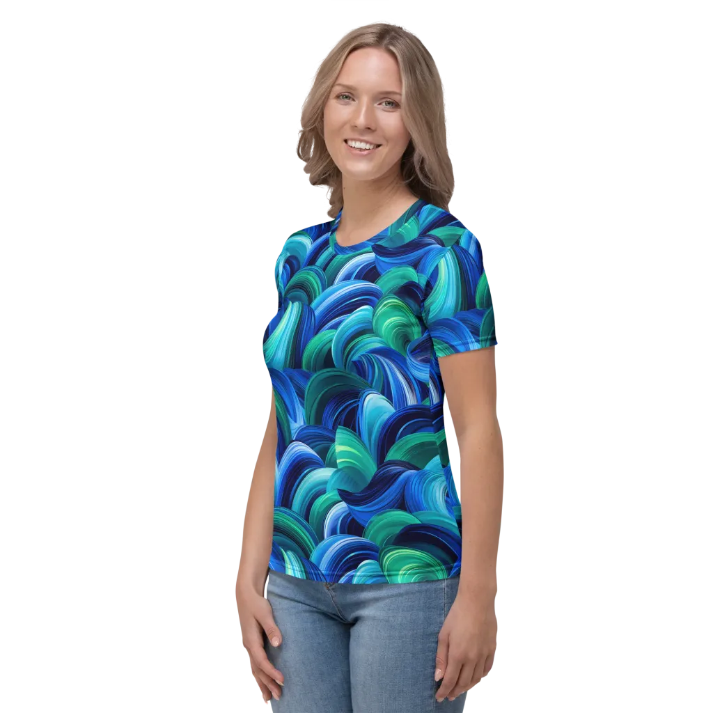 Emerald Surge on Women's Crew Neck T-Shirt — Left
