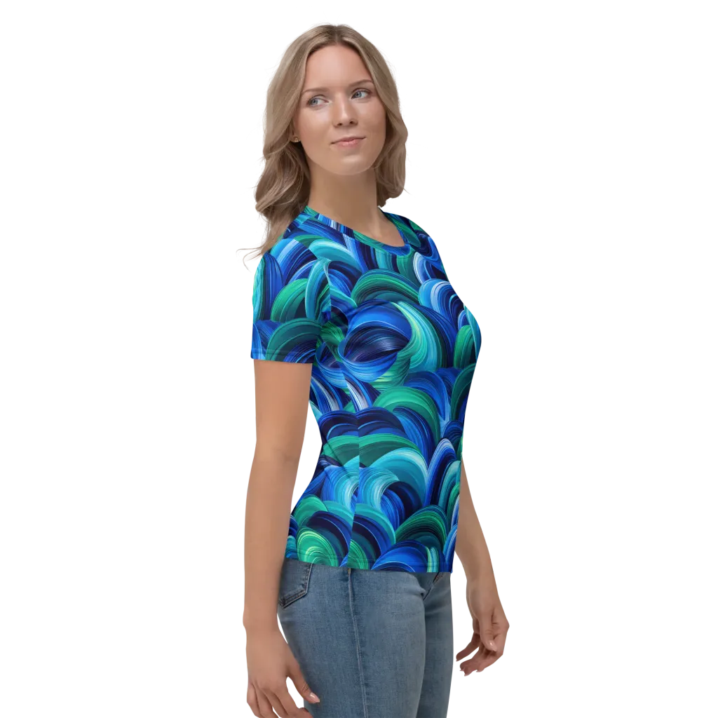 Emerald Surge on Women's Crew Neck T-Shirt — Right